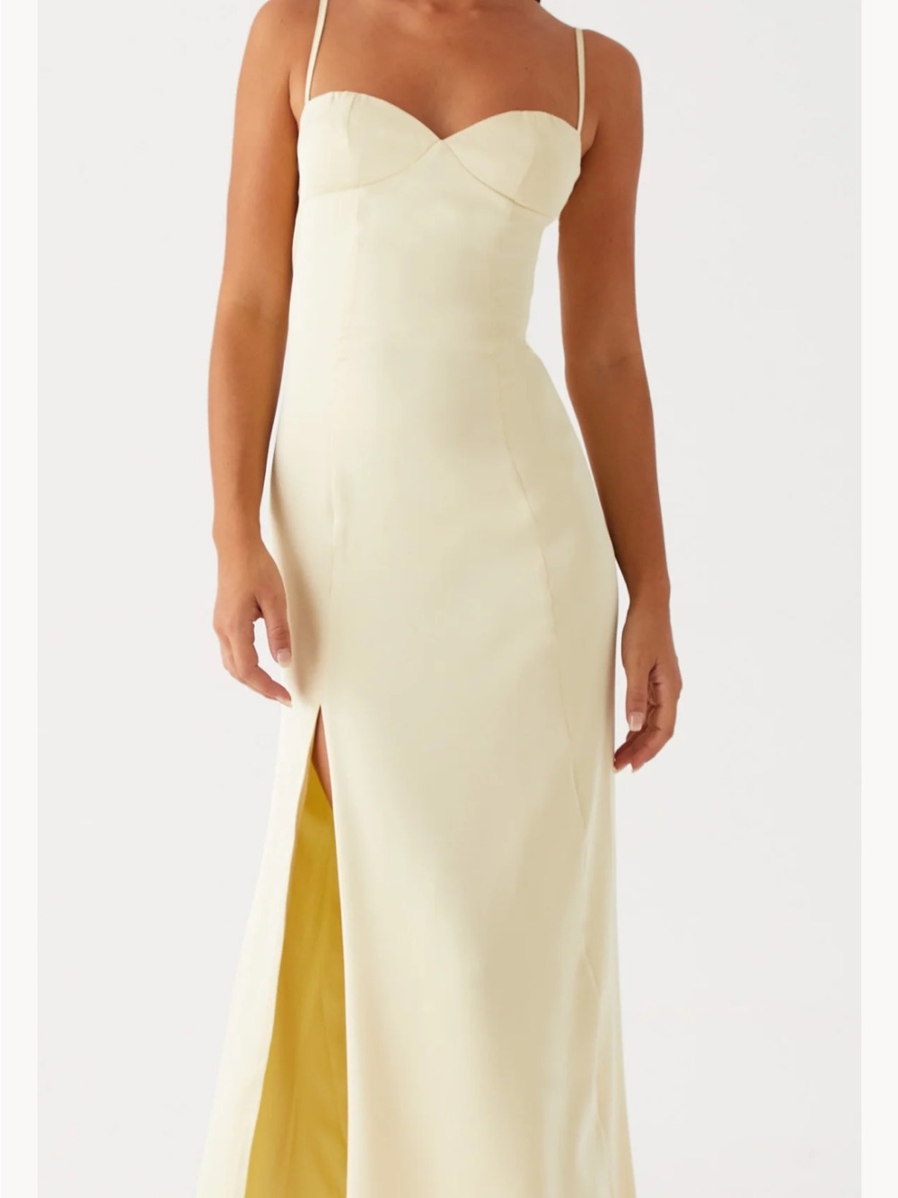 Peppermayo Cream Maxi Dress with Front Slit